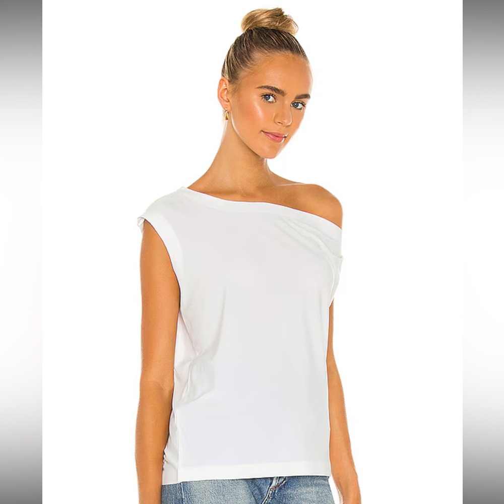 Norma Kamali drop shoulder top size small white